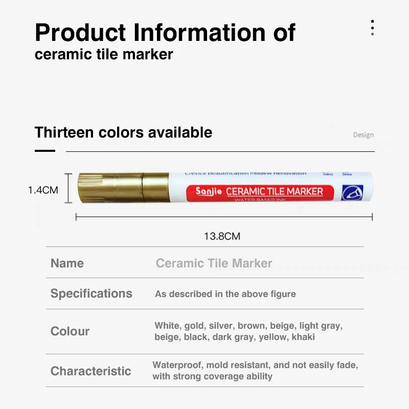White Color Markers Pen 12 Colors Waterproof Ceramic Tile Grout Paint Pens For Bathroom Wall Floor Decoration Tools Accessories marker pen tile grout marker paint pen art pens