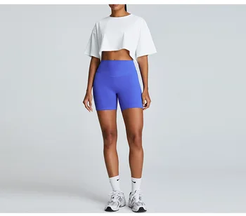 SHINBENE Breathable Quick-drying Yoga Clothes Women's Loose Running Casual Fitness Tops Sports Short-sleeved T-shirt 2