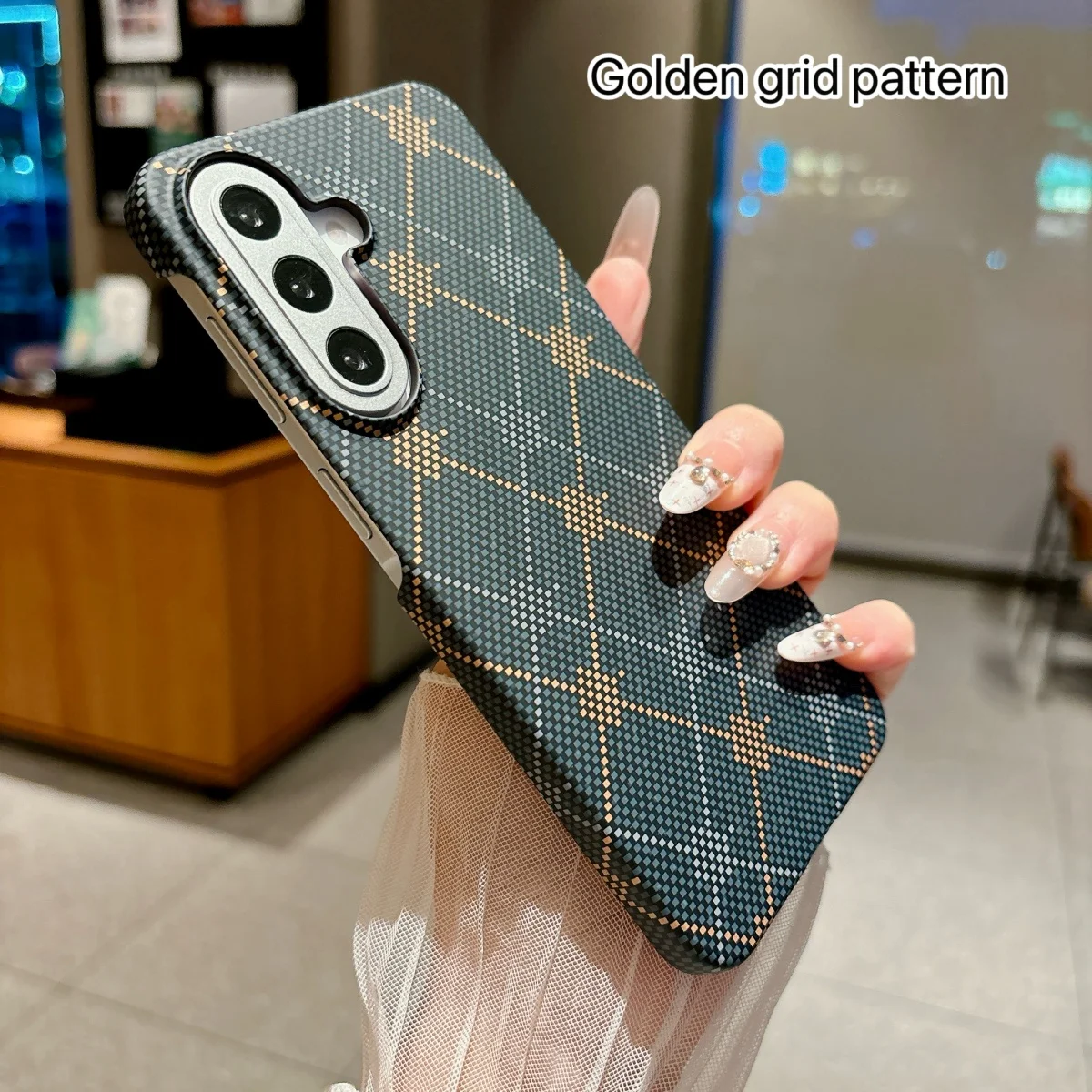Magnetic Carbon Fiber Slim PC Case for Samsung - Built-in Grip Cover
