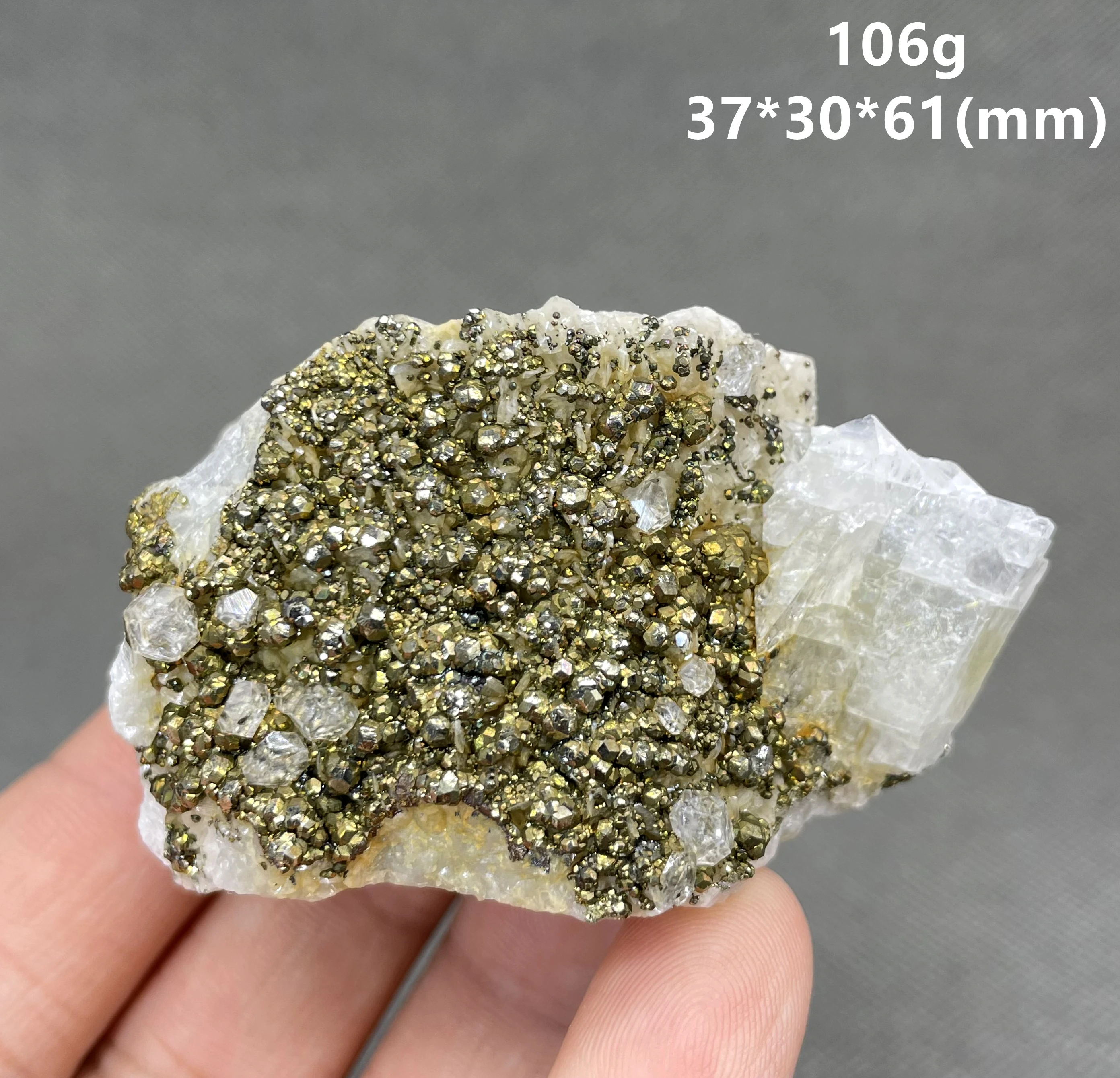 Natural Fluorescent calcite and pyrite Symbiotic  mineral specimen + healing quartz crystals and stones rock gemstone 3
