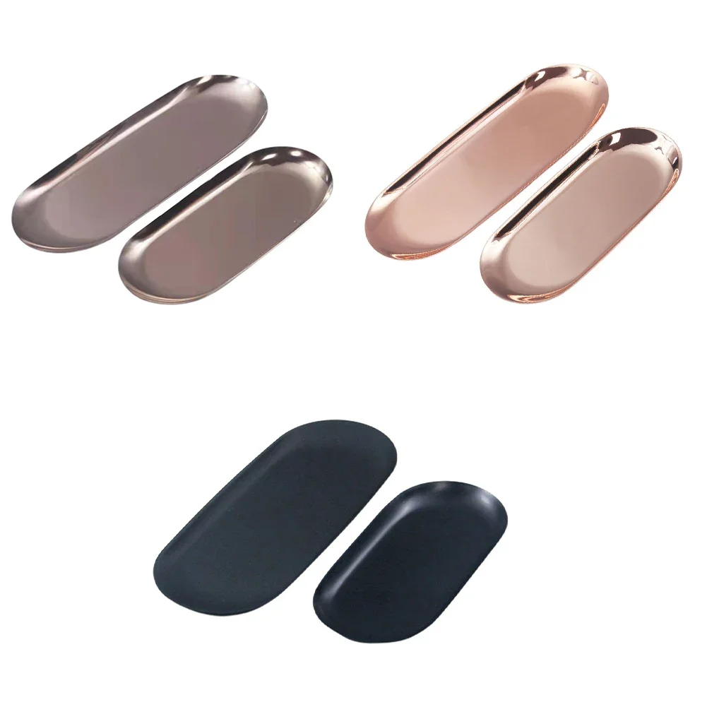 Nordic Style Candle Tray Oval Metal Tray for Home Decoration and Jewelry Stainless Steel Black/Bronze/Rose Gold 18cm/23cm 5