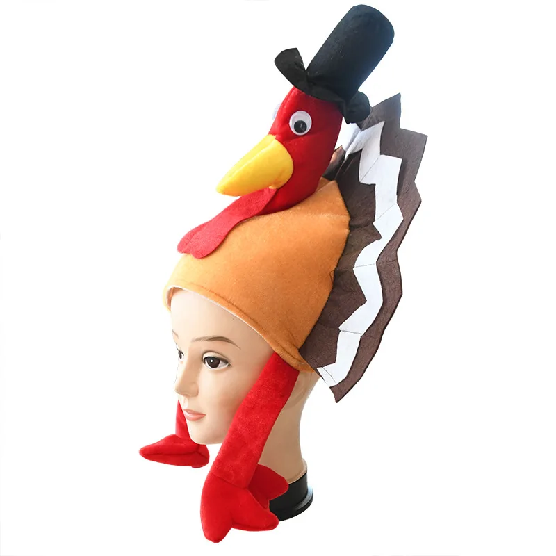 Funny Thanksgiving New Hooded Nose Polyester Turkey Hat Party props