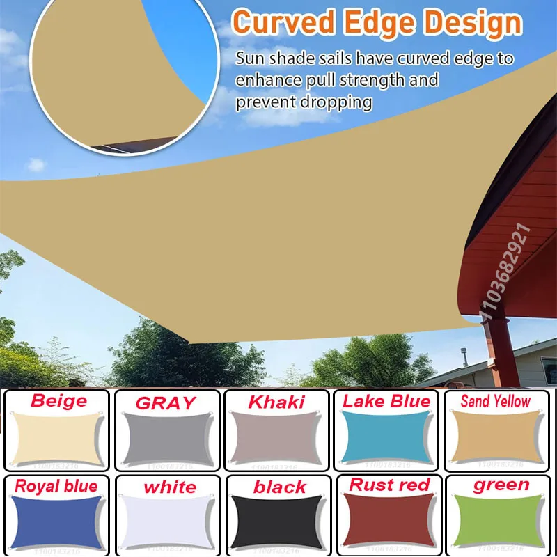 Telo Parasole Rettangolare Turchese 20ft X 20-48ft In HDPE Resistente Per Patio E Piscina - Foto 5