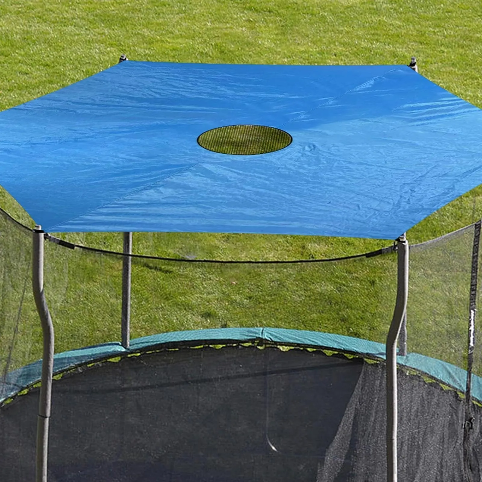 Trampoline Awning 14 Feet 6 Poles Sunshade Easy To Install Protective Trampoline Shade Accessories For Outdoor Backyard