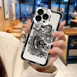 Cover per telefono trasparente con drago orientale