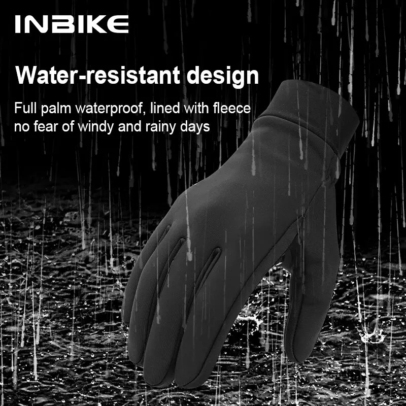 INBIKE Winter Fleece Cycling Gloves Warm Biking Glove for Riding for Men Women Bicycle Gloves Waterproof Touchscreen Accessori 3