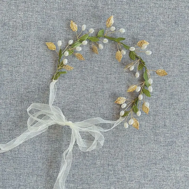 Hair Accessory Hair Headdress Bridal Headwear Hair Band Crown Sweet Flower Headband With Ribbon Wreath Wedding Party Ladies Girls Garlands Floral Crown Hairband Hair Accessories for Women ML