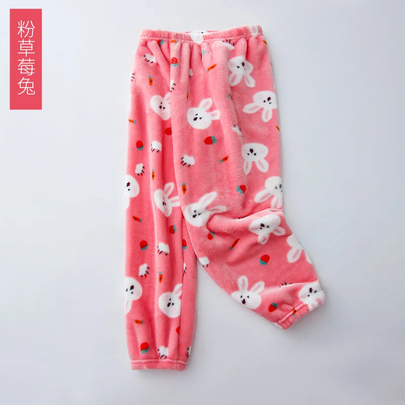 Fall/winter thickened pajama pants for children Coral velvet boys loose house pants for babies warm flannel trousers girls