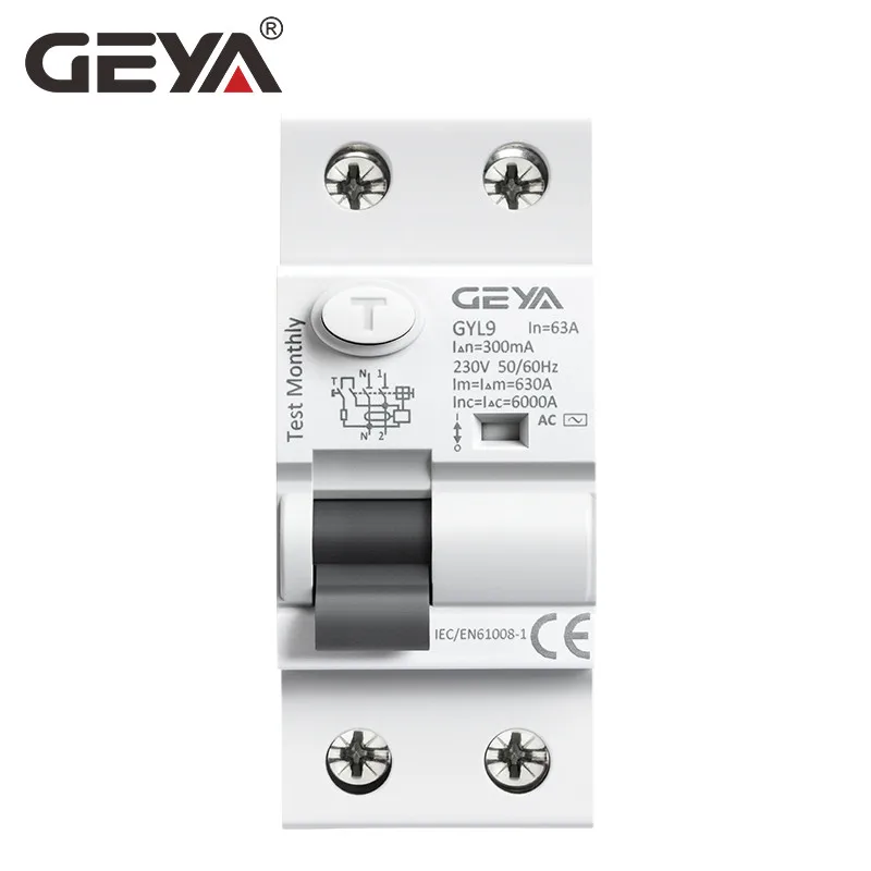 Geya gyl9 tipo ac rccb eletromagnética interruptor