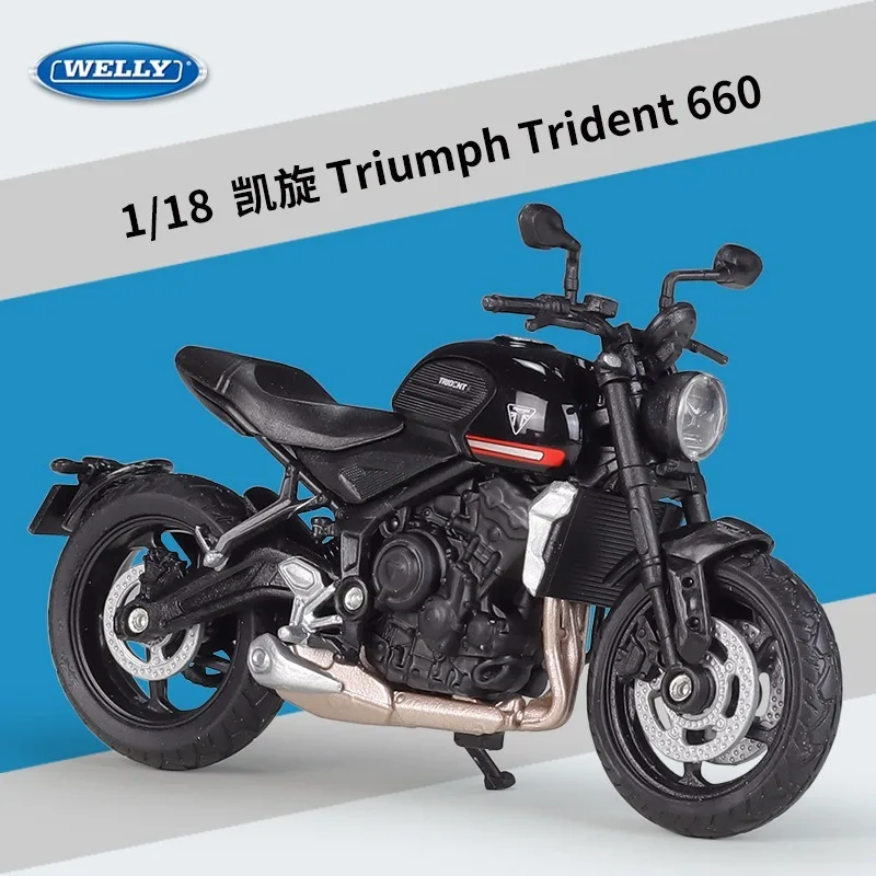

New WELLY 1:18 Triumph Trident 660 Motorcycle Model Simulated Alloy Road Toys Motorcycle Model Collection Ornaments Boy Gifts