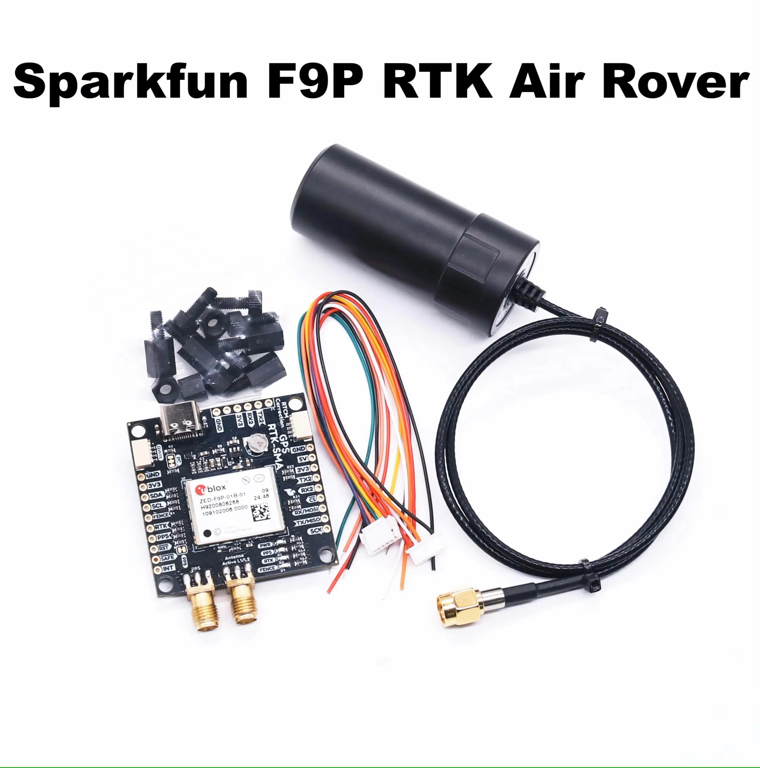 Détail de l'antenne et du module radio 433MHz du SparkFun RTK2, utilisé pour drone et base station de haute précision.