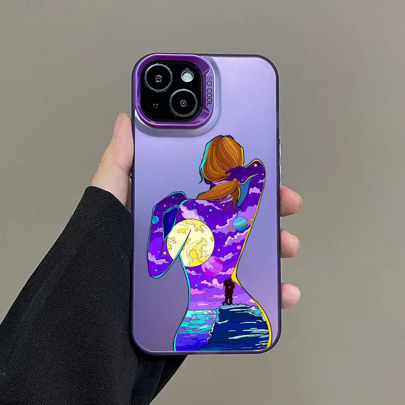 Modische Mädchen- und Damen-Handyhüllen im coolen, modernen Stil mit Druckmotiven für iPhone 11 12 13 Pro Max 17 16 15 14 Plus Pro Max Mini Laser-Cover – Detail 2