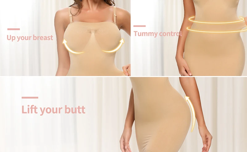 Description Picture 3 of itemWomen Full Body Shapewear Camisole Slips V Neck Slimming Shaper Waist Trainer Corset Tummy Control Slip for Under Dresses