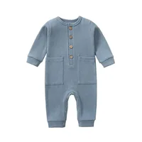 New Style Baby Jumpsuit Spring and Autumn Long Romper Newborn One-piece Long Sleeve Pure Cotton Pocket Romper Loungewear 5
