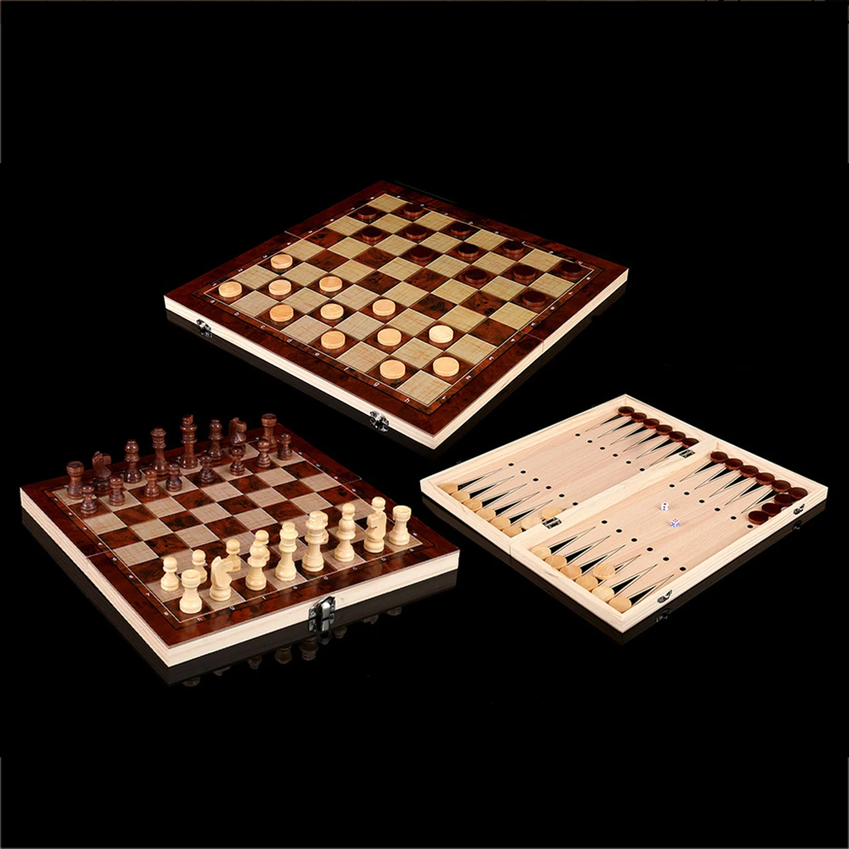 3 in 1 Folding Wooden Chess Board For Adults Chess Checkers Backgammon board game foldable chess board folding chess board