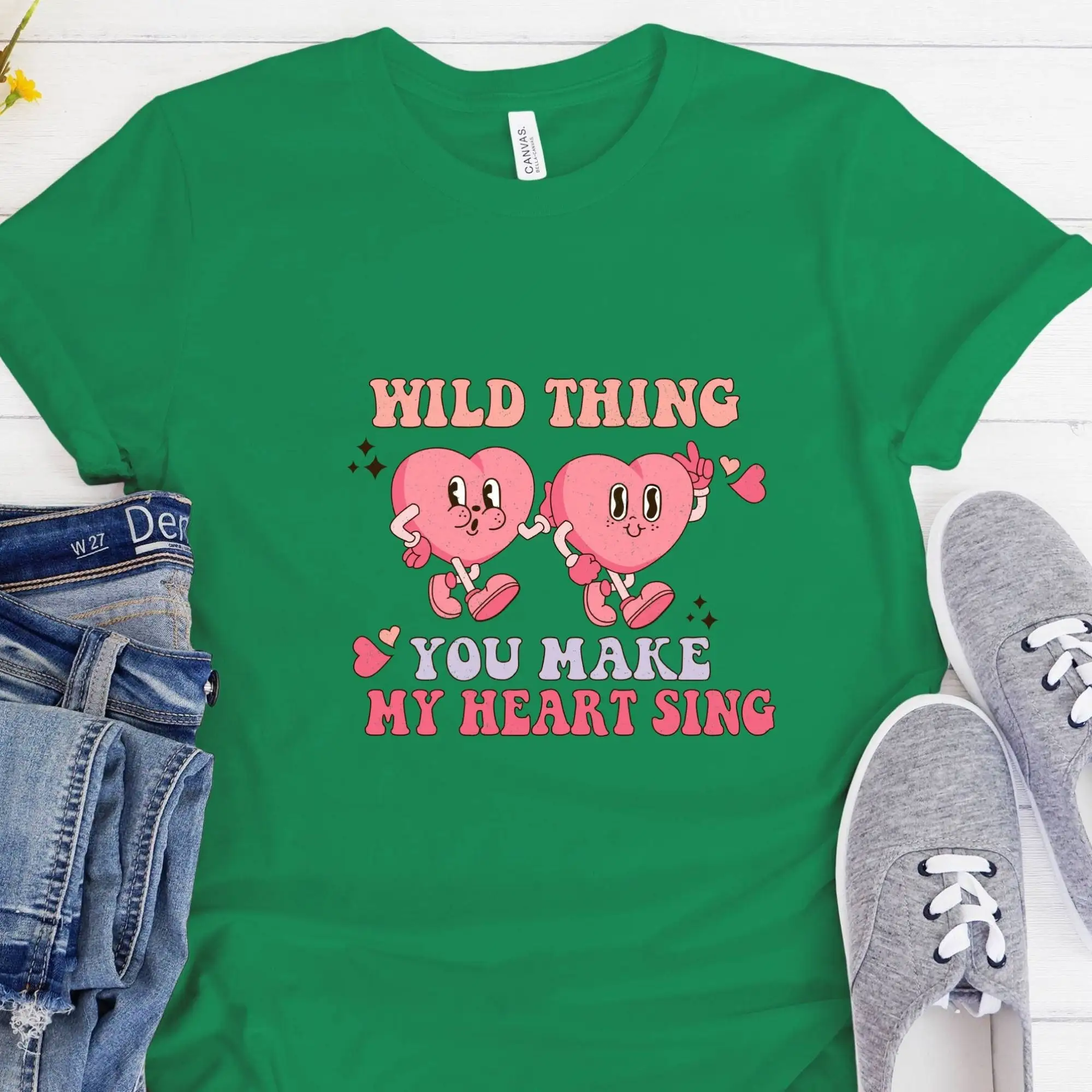 Wild Thing You Make My Heart Sing Magliette Di San Valentino Cute Heart Pun Tshirt Donna Camicia Di San Valentino Regalo Di San Valentino Per Lei