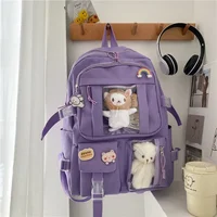 Large-capacity Cute Women Multi-Pocket Nylon Backpack Ins Junior High School Student School Bag Female Girl Backpack Laptop Book 5