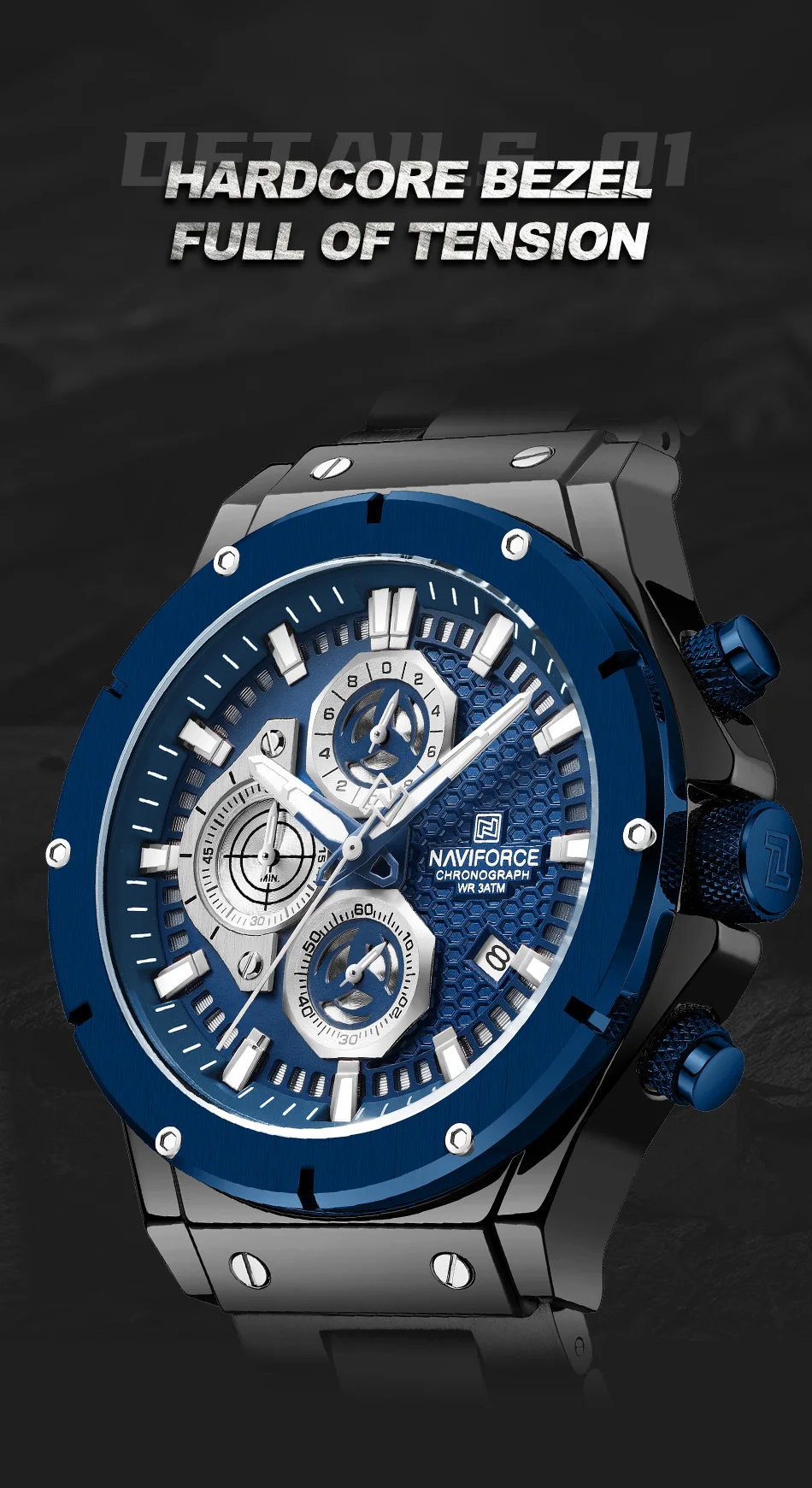 Naviforce 8026 Chronograph Stainless Steel Watch description image 9