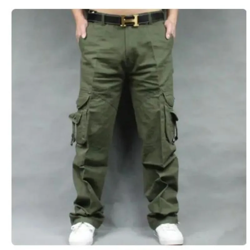 Men's Cargo Pants Casual Fashion Straight-leg Multi Pocket Overall Men Outdoors Trousers Male Bottoms