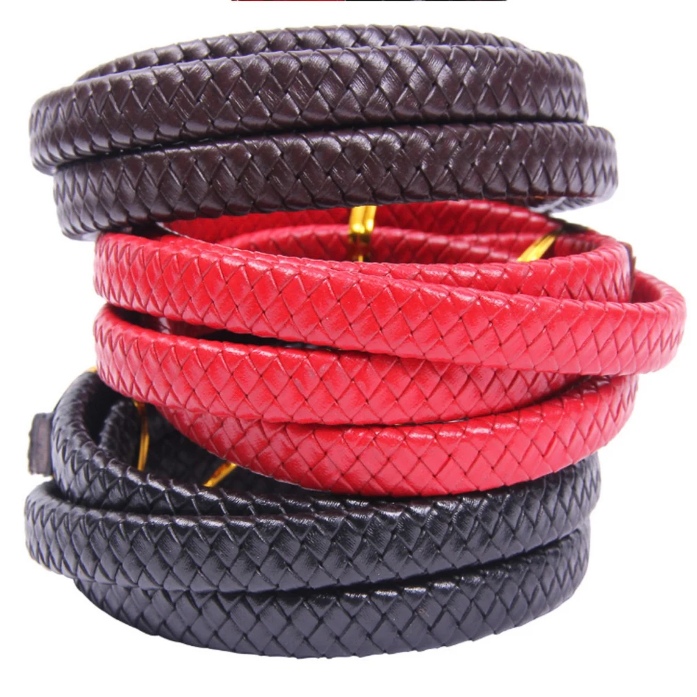 1M 8x4/10x5/12x6MM Flaches Geflochtenes Rindsleder-Armband Zubehör Echtes Lederband Schnur Seil DIY Halsketten- und Armbandherstellung