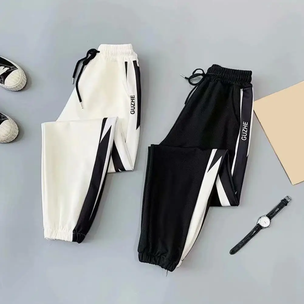 Men Sweatpants Contrast Color Dressing Bottoms Relaxed Fit Pockets Pants fleece sweatpants