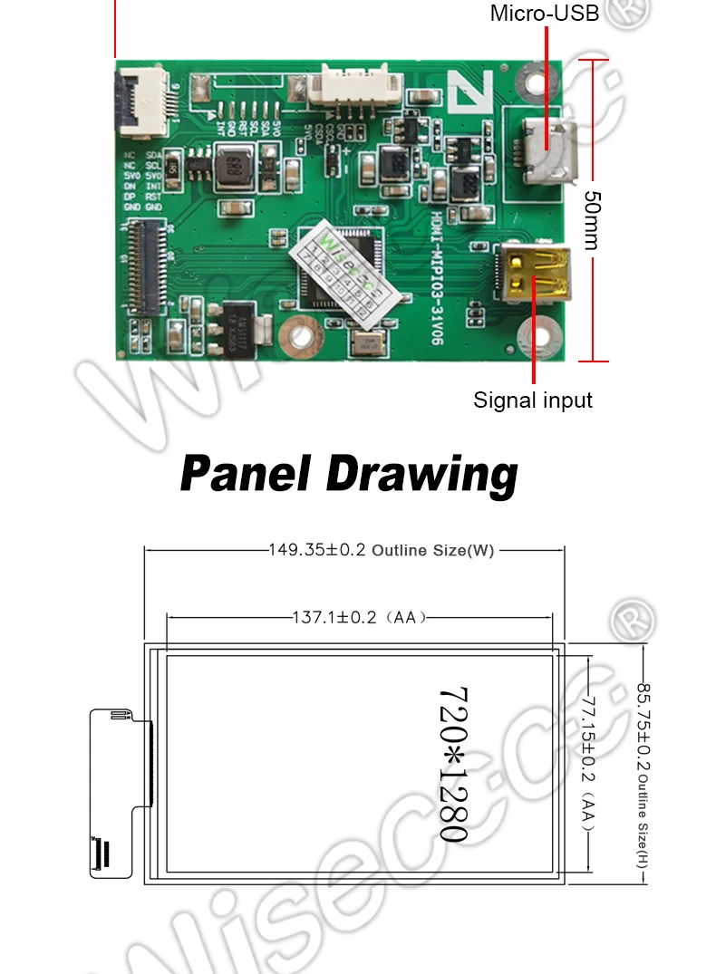 mipi dsi 60hz tela micro usb placa de motorista