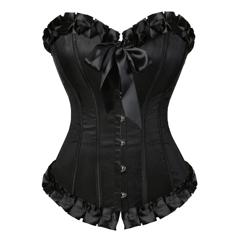 Satin Corset Tutu Skirt Steampunk Push Up Bustier Dress Korsage Lace Up Boned Classic Clubwear Carnival Sexy Costume Goth Outfit