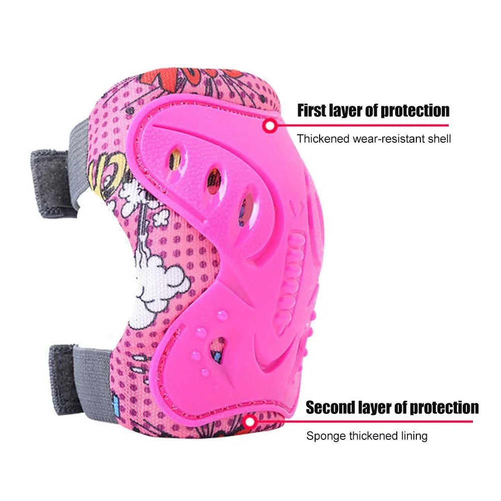 6 Stücke Kinder 3-12 Jahre Knie Ellenbogenschützer Wachen Schutzausrüstung für Rollschuhe Radfahren BMX Fahrrad Skateboard Inline Roller Reiten – Detail 3