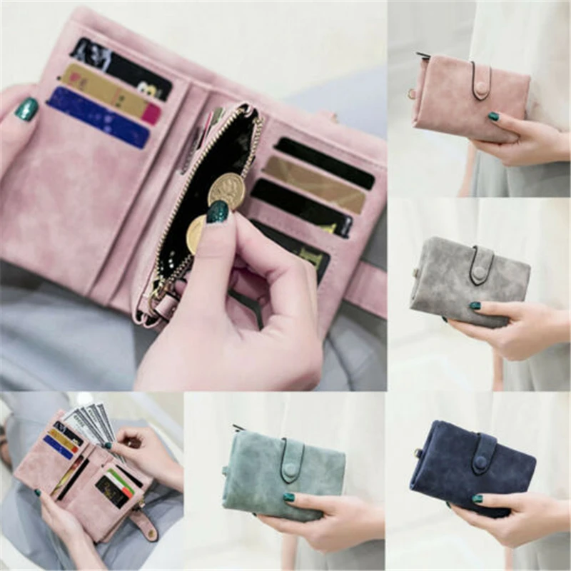 

Ladies Wallets and Coin Purses Leather Wallet Female Short Hasp Purse Small Solid Coin Bags Card Holders Luxury Wallet Money Bag