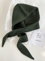 Unisex Winter Warmth: Knitted Beanie with Hooded Neck Scarf - M(56 - 58CM) (Dark Green)