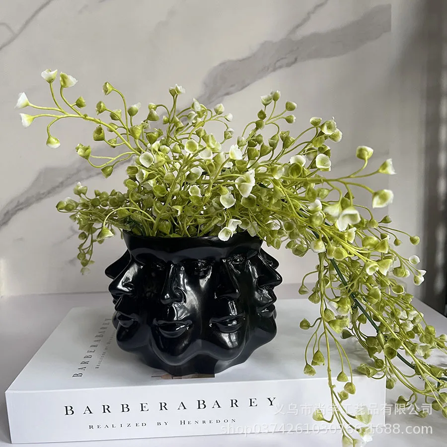 Nordic Human Face Shape Decorative Vase Home Decor Ceramic Men Face Flower Vase Pot Decoration Modern Room Decoration Art Home 2