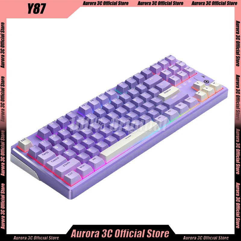 

Y87 Mechanical Keyboards Wireless Bluetooth Keyboard 3mode Gasket 87keys PBT Hot-Swap Custom Rgb Light Esports Gaming Keyboard