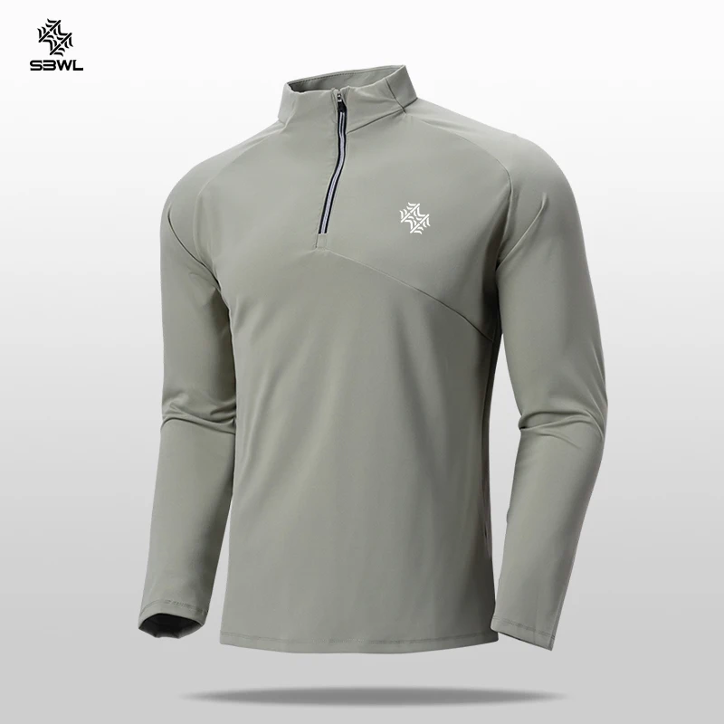 SBWL outdoor sports base shirt skiing golf running sports fitness long sleeve T-shirt casual stand collar shirt Tops tennis t shirts