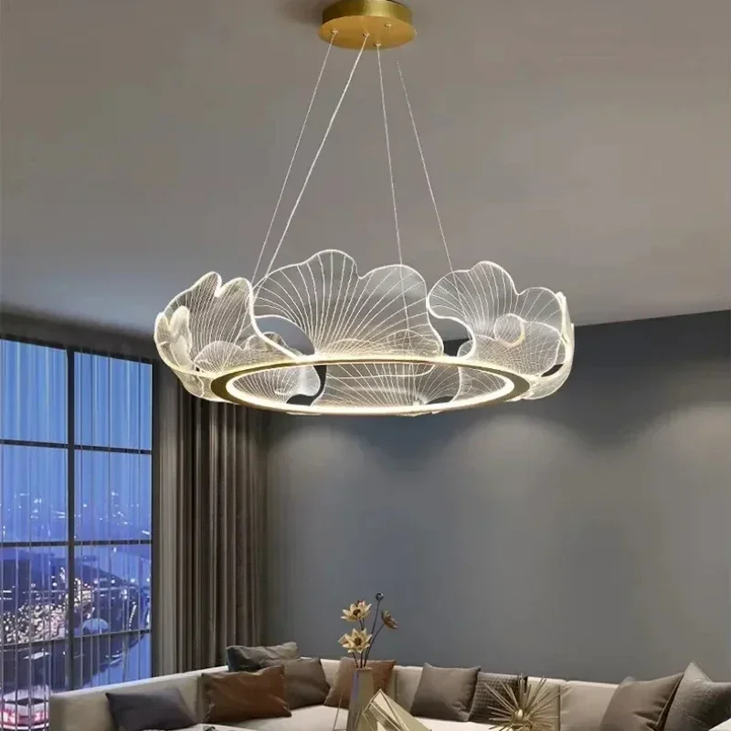 Postmodern creative luxury ginkgo leaf pendant light LED Nordic minimalist living room dining room bedroom decoration lighting