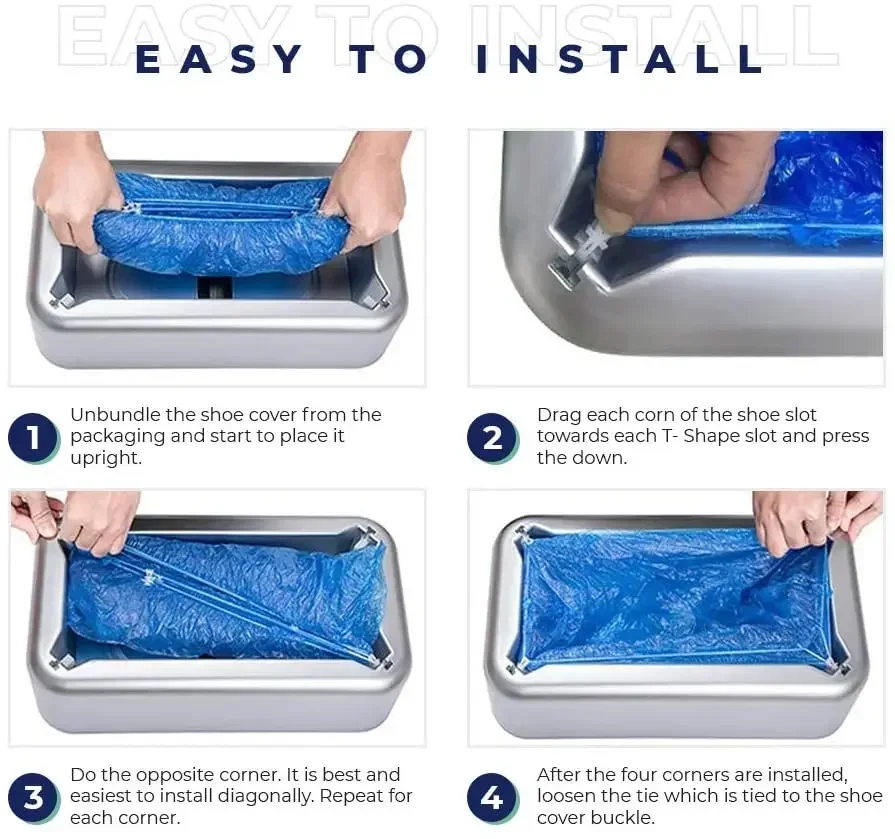 Automatic Shoe Cover Machine Smart Overshoes Dispenser T Buckle Shoe Cover Disposable PE Waterproof for Rainy Floor Clean Indoor