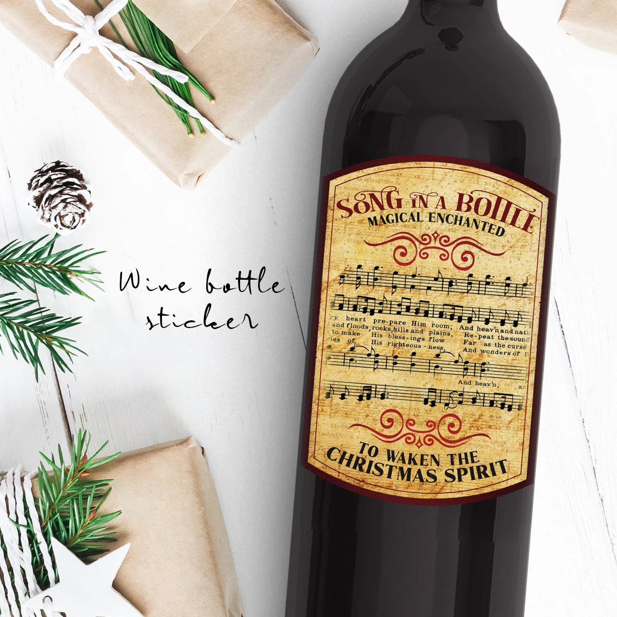 10 stücke Weihnachten Trank Weinflasche Etiketten gesetzt, Santa alte Musik Weihnachten-Themen Aufkleber für Flasche Geschenk verpackung Tag Party Dekor – Detail 7