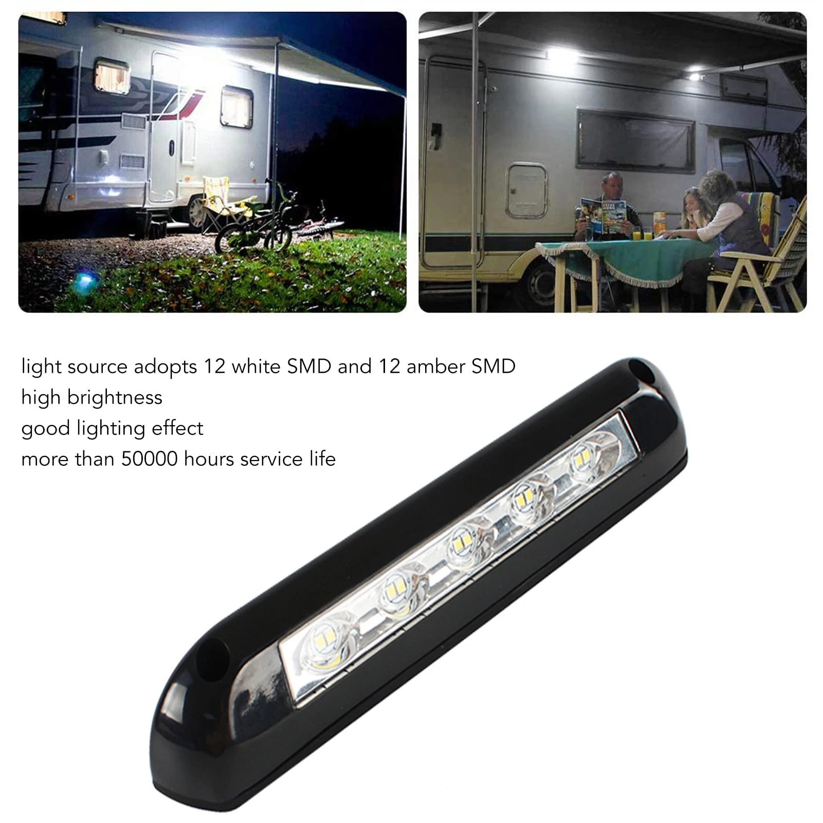 Luces LED Exterior Para Caravana 12V | Modo Dual: Luz Blanca 6500K Y Ámbar Intermitente | IP67, 6000 Lúmenes