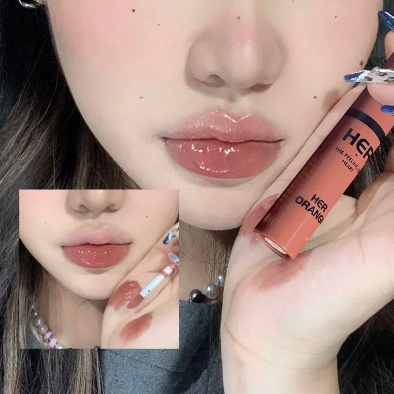 6 Colori Nude Brown Mirror Dyeing Lip Gloss Moisturizer Liquid Lipstick Waterproof Lasting Pink Lip Tint Cosmetici Per Il Trucco Coreano