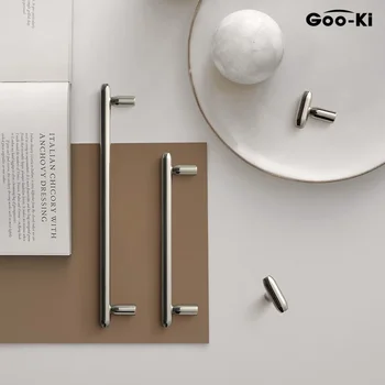 Goo-Ki ModernTitanium Silver ดึงลูกบิดตู้ประตูห้องครัวจับลิ้นชักประตูตู้ Handle สําหรับฮาร์ดแวร์เฟอร์นิเจอร์ 2