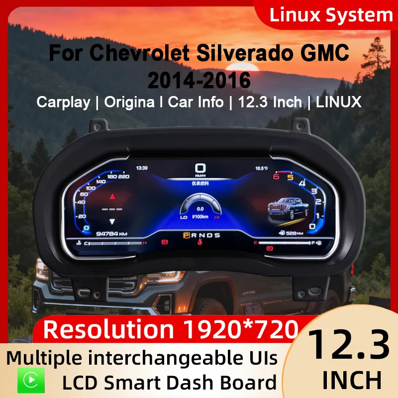 Grupo de instrumentos digitales para Chevrolet Suburban Tahoe Silverado GMC SIERRA Yukon velocímetro, tablero, pantalla HD de 12,3 pulgadas Carplay 1