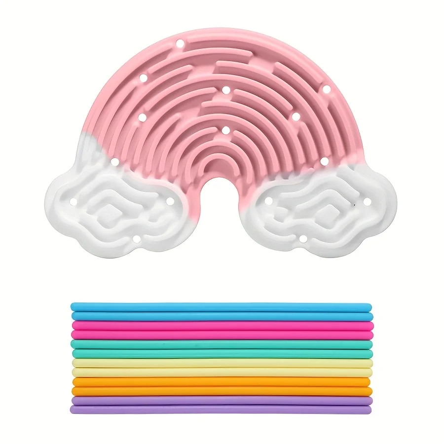 Colorful Silicone Sensory Activity Board for Kids, Double-Sided Busy Board for Fine Motor Skill Development & Interactive Play