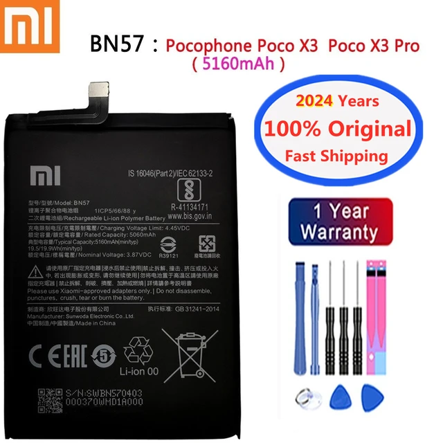 BN57 5160mAh Phone Replacement Battery for Xiaomi Pocophone X3 Poco X3 Pro  Tools