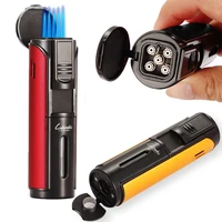 Strip Shape Butane Gas Cigar Lighter Lubinski Windproof 5 Flame Jet Torch Lighter Pocket Metal Cigarette Briquet Cigar Accessory 1