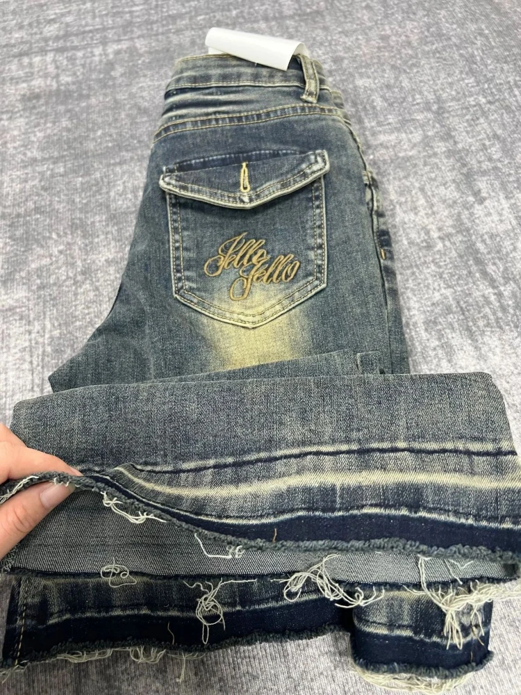 ADAgirl High Waist Flare Jeans Women Y2k Vintage Loose Embroidery Wide Leg Boot Cut Denim Pants Harajuku Fashion Do Old Bottoms