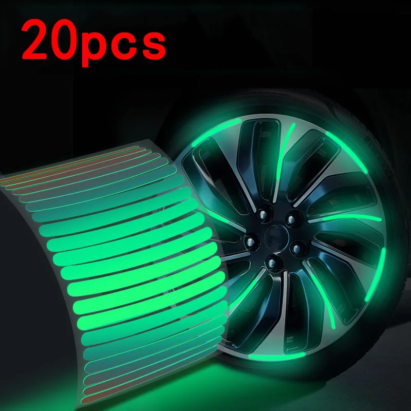 20 Autocollants Réfléchissants Pour Roues De Vélo - Sécurité PVC 90x7mm - Bande Pneu