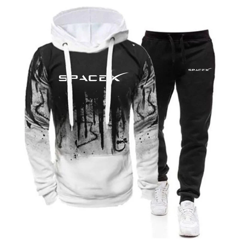 

SpaceX Space X Logo 2022 Men's New Printing High Gradient Hoodies Casual Sweatpant Jackets Sports Hip Hop Coats + Trousers Suits