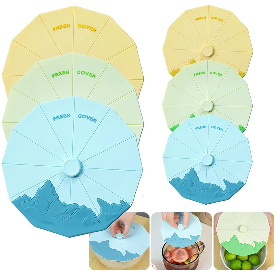 4 Sizes Reusable Silicone Lids Microwave Splatter Cover Heat Resistance Food Suction Lids Cups Bowls Plates Pots Seal Cover