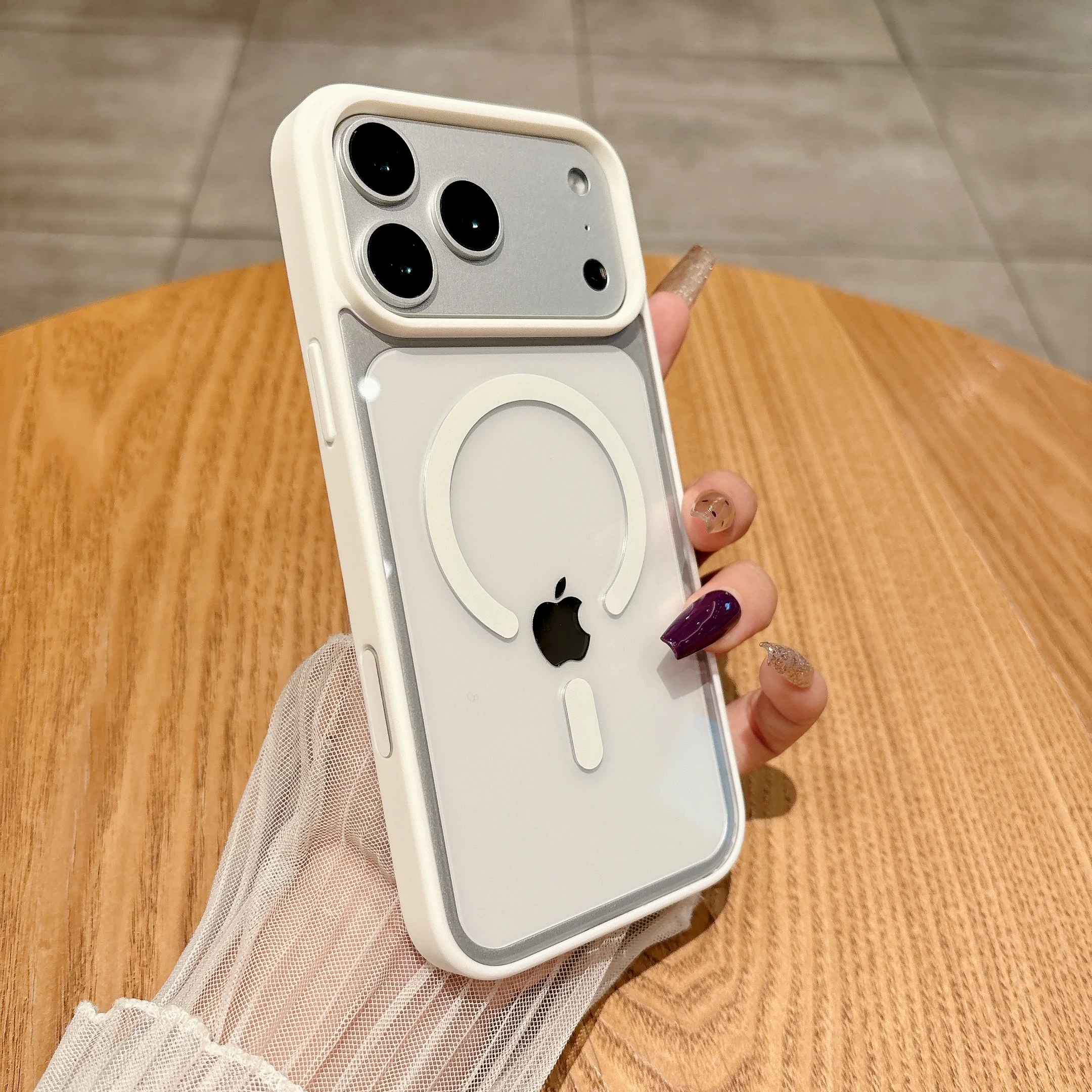 Magnetic Clear Phone Case with Camera AI Touch Button and Wireless Charging Cover