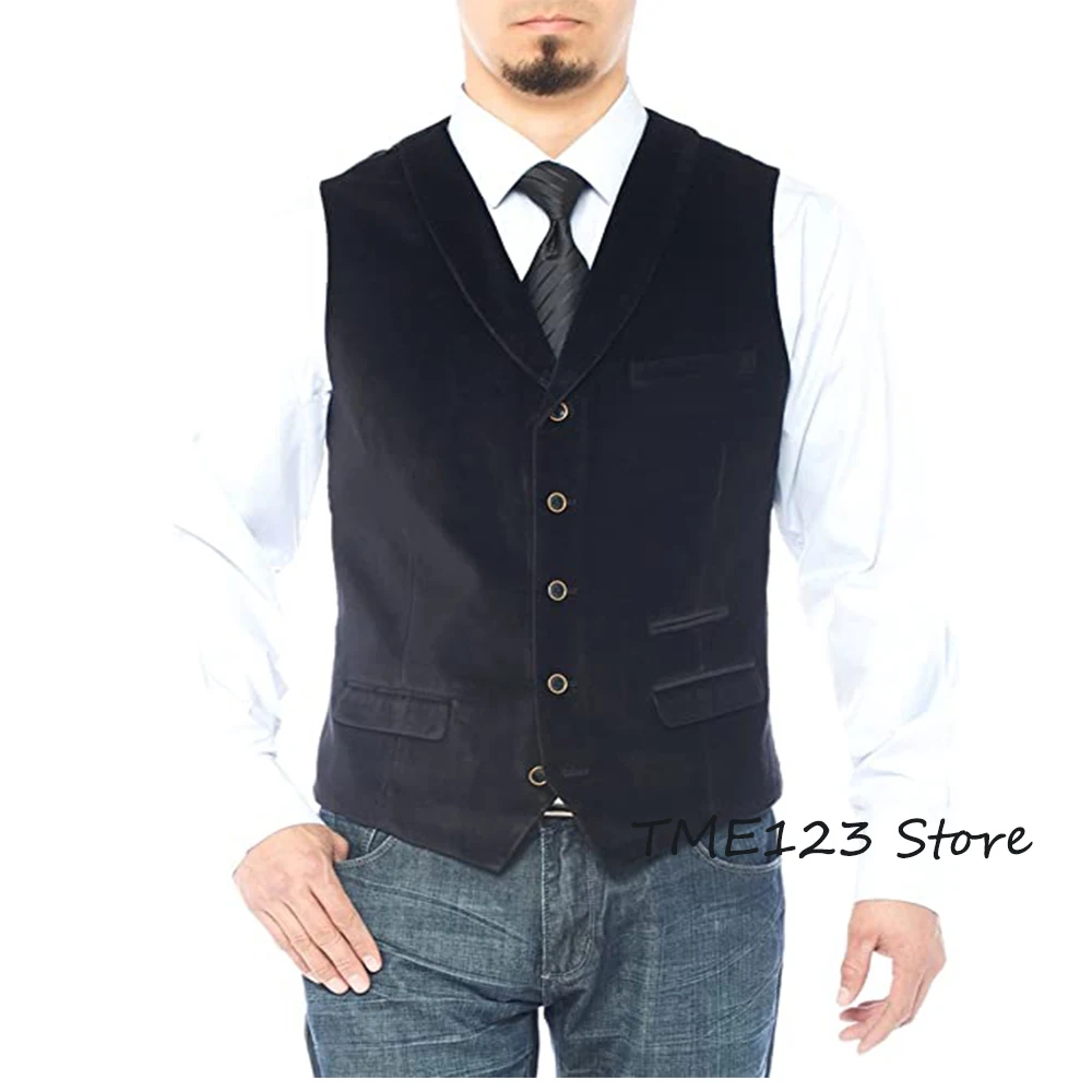 Men's Suit Vest Single-breasted Velvet Vests Gentleman Punk Party Coat Sleeveless Jacket chaleco hombre