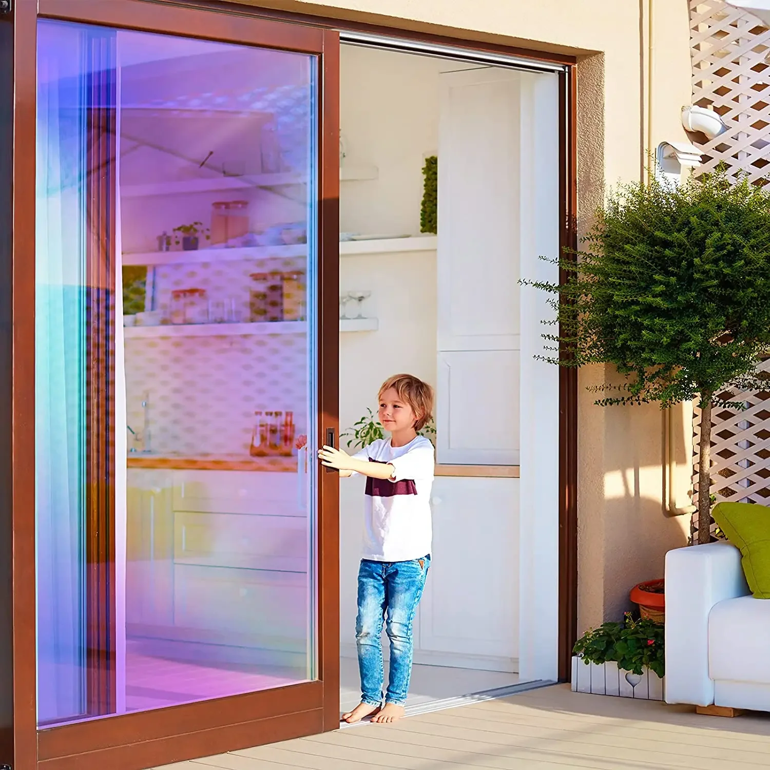 Description Picture 5 of itemHolographic Clear Window Film Iridescent Window Dichroic Film Decorative Glass Sticker Self-Adhesive Rainbow Cellophane Roll